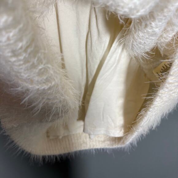 Sleeping On Snow Anthropologie Ivory Eyelash Alpaca Wool Blend Sweater Dress XS - Picture 7 of 9